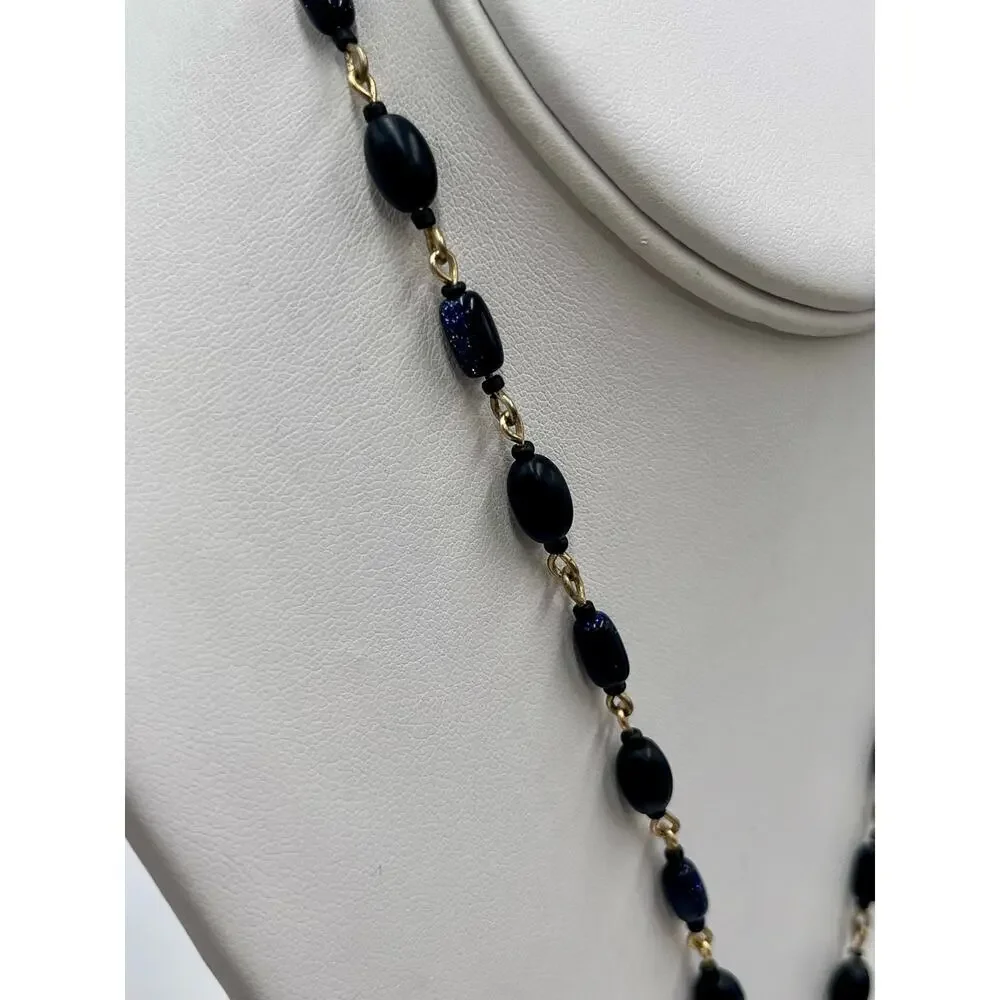 Sigrid Olsen Signed Dark Blue Glittery Stone Fashion‎ Statement Necklace